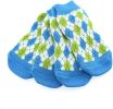 Non-Skid Dog Socks - Blue and Green Argyle