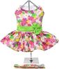 Pink Hawaiian Floral Dog Harness Dress with Matching Leash