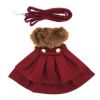 Wool Fur-Trimmed Dog Harness Coat - Burgundy